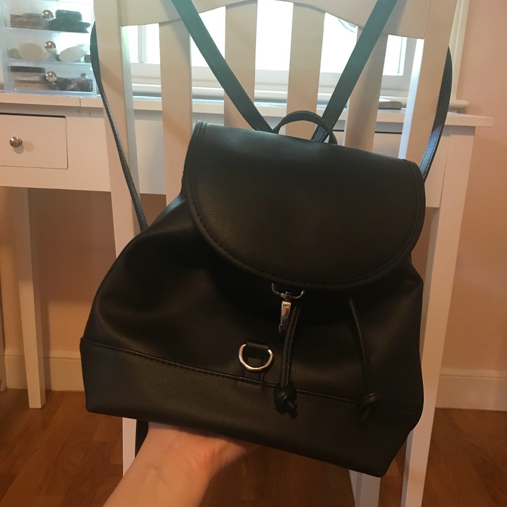 Black fake leather backpack